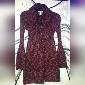 Style & Co. Red and Black Women's Cardigan Sweater